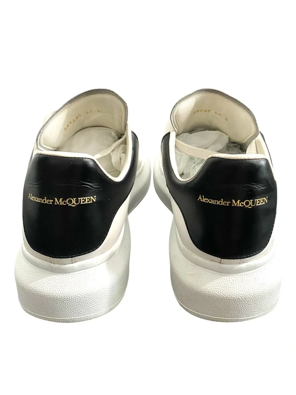 Alexander McQueen White Leather Sneakers with Black Heel Tab